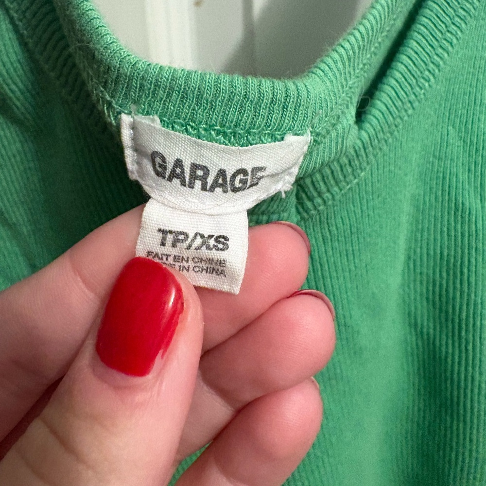 Green Ribbed Tank Top - Picture 2 of 3